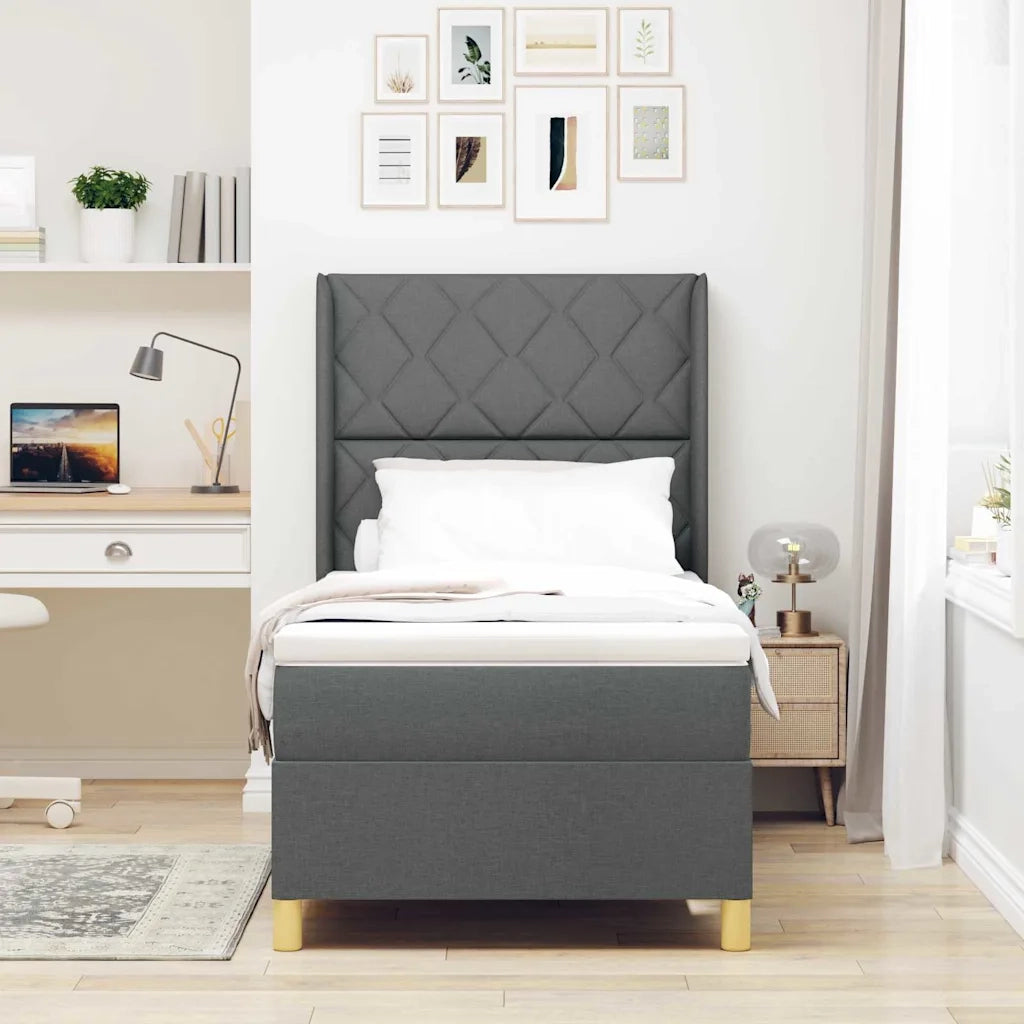 Letto a molle con materasso Grigio 140 x 200 cm Tessuto 3343743