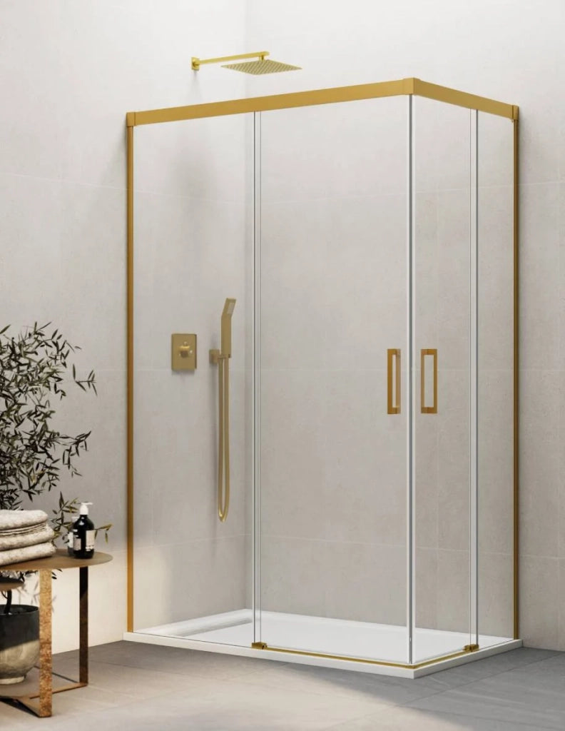 Box doccia ingresso angolare 2+2 THALASSA (BASIC) 90x75 cm Oro vetro trasparente