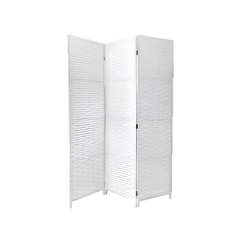 SEPARE' CON TRE PANNELLI IN PLASTICA BIANCO CON STRUTTURA IN LEGNO MISURE: 180X135CM