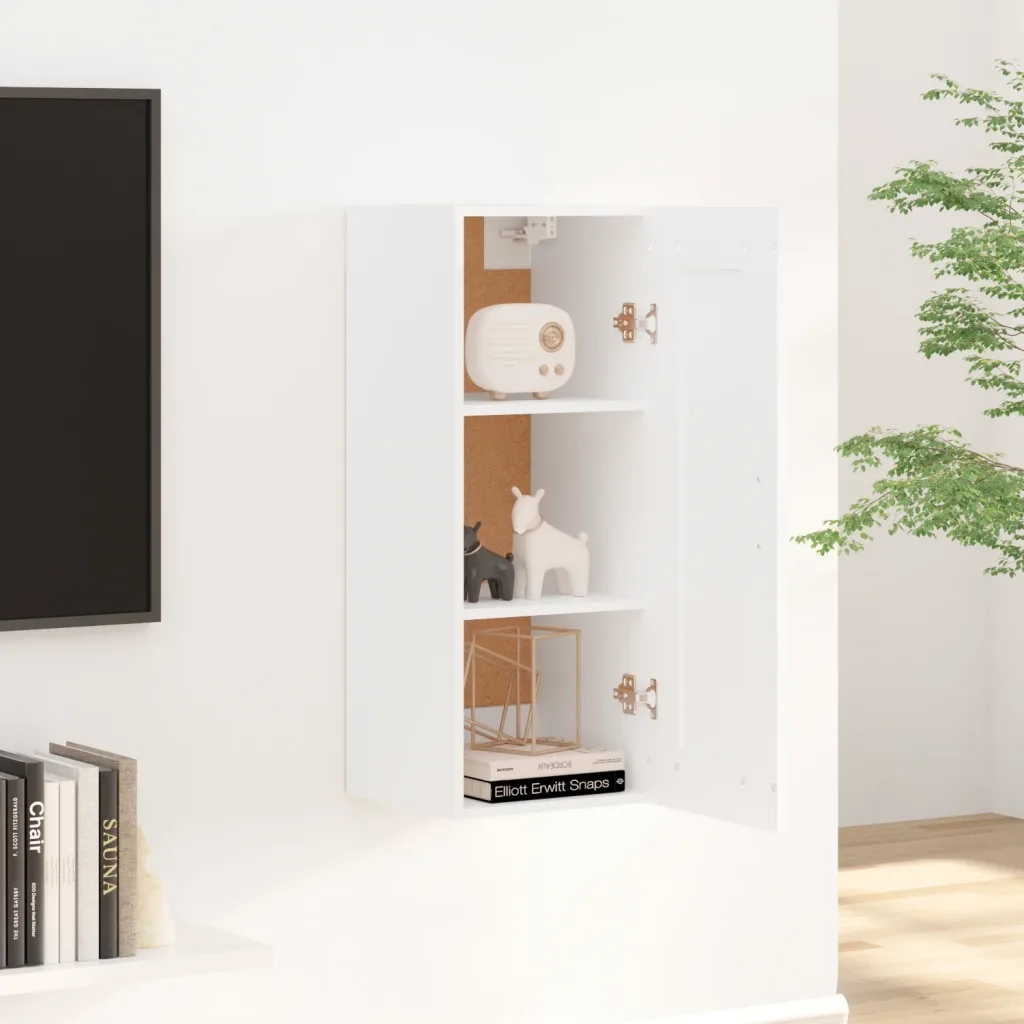 Armadietto a Muro Bianco 35x34x90 cm in Legno Multistrato 812474