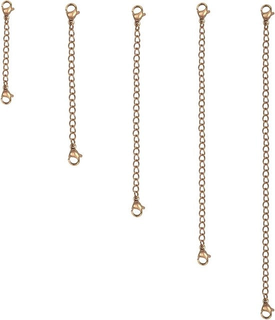 5 Set di Allungatori in Acciaio Inossidabile - 5 Dimensioni (5 cm, 75 cm, 10 cm, 13 cm, 15 cm) con Chiave per Entrambe le Estremità