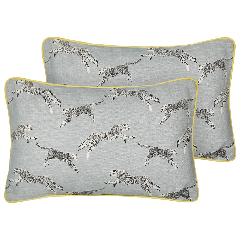 Set di 2 cuscini sparsi in cotone grigio 30 x 50 cm Motivo ghepardo stampato