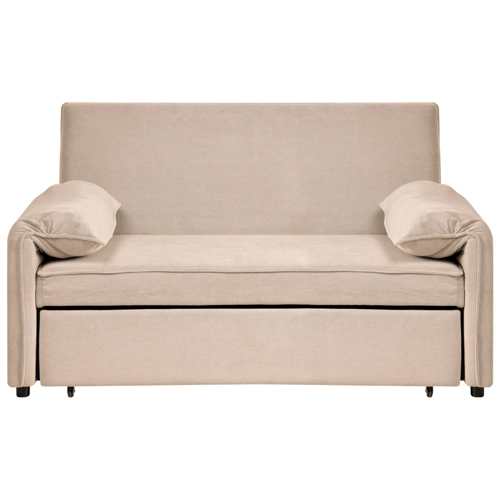 Divano letto in tessuto marrone chiaro con funzione letto pieghevole Divano minimalista