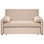 Divano letto in tessuto marrone chiaro con funzione letto pieghevole Divano minimalista