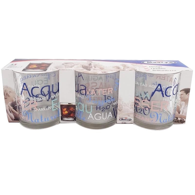 MAURY'S MIX WATER BICCHIERI PER ACQUA 3PZ IN VETRO CON SCRITTA