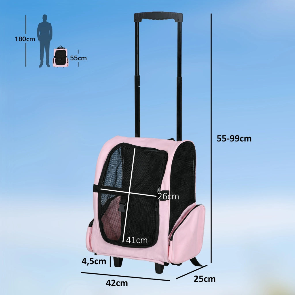 Carrello Trasporto per Cani 2 in 1 ¨C Zephmum ¨C Rosa 42x25x55 cm