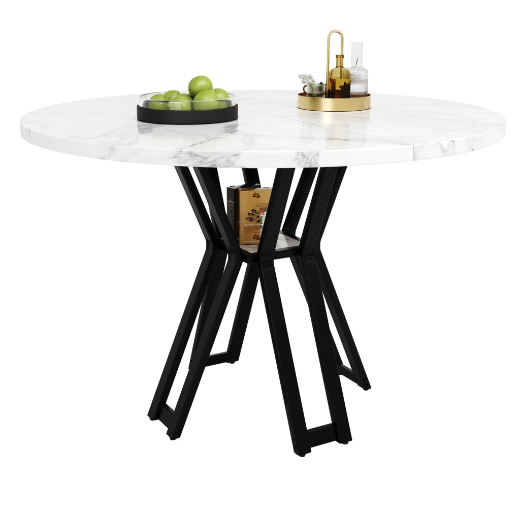 Tavolo da pranzo 100x100x76 cm con piedini regolabili; MDF e metallo nero