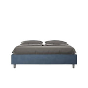 Letto matrimoniale contenitore imbottito 160x190 microfibra blu Azelia