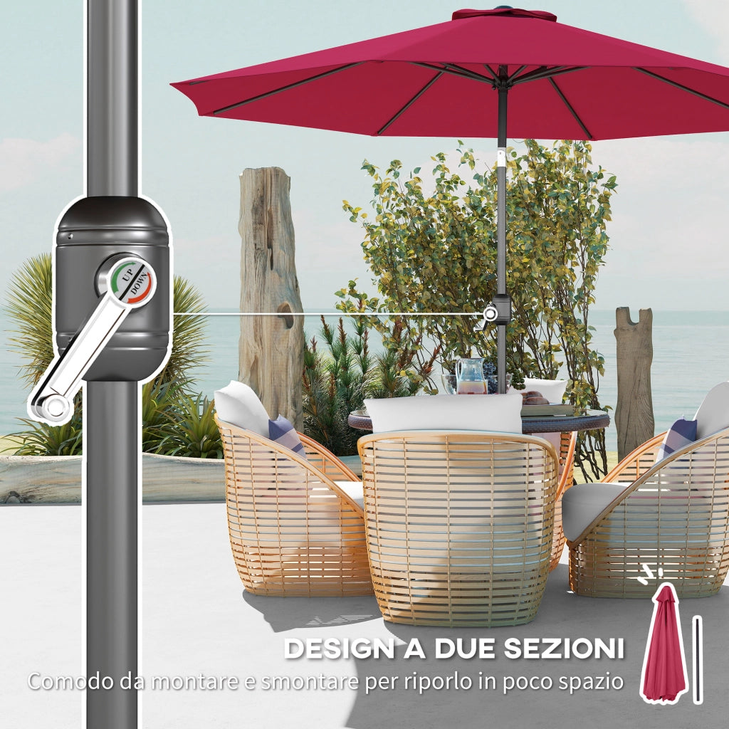 Ombrellone da Giardino Inclinabile 3x2.5 m ¨C zephmum ¨C Metallo Poliestere Rosso Scuro