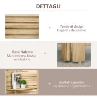 Paravento Divisorio per Interni Pieghevole a 4 Ante con Ripiani in Legno di Paulonia, 162x170 cm, Legno