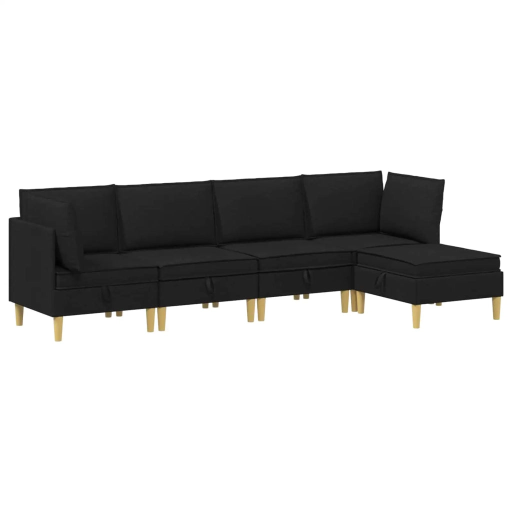 Set di divani modulari con spazio di archiviazione 5 pcs Nero
