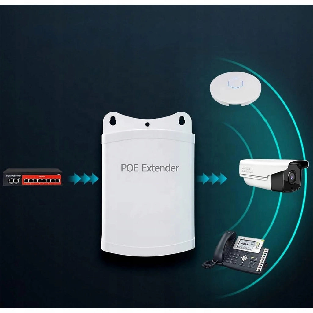 Ripetitore PoE Esterno NetExtender POE5X – 5 Porte RJ45 | 10/100 Mbps | 4x15W | IP55 | Per Telecamere e Access Point