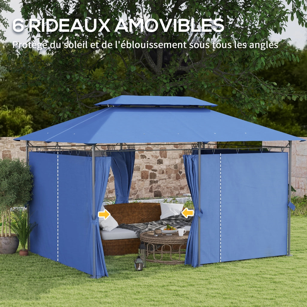 Tenda da giardino 3x4m con 6 tende amovibili ¨C zephmum ¨C blu scuro