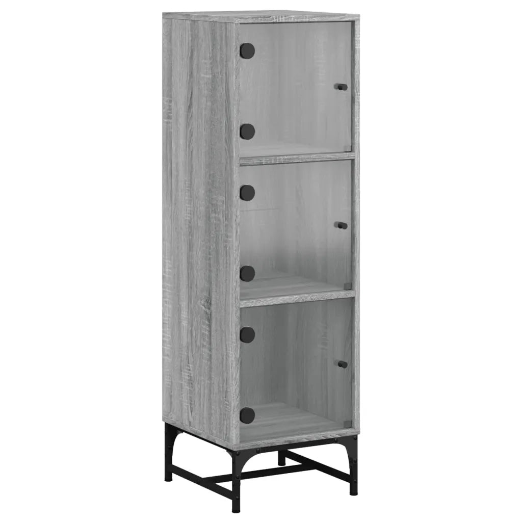 Credenza con Ante in Vetro Grigio Sonoma 35x37x120 cm 836565
