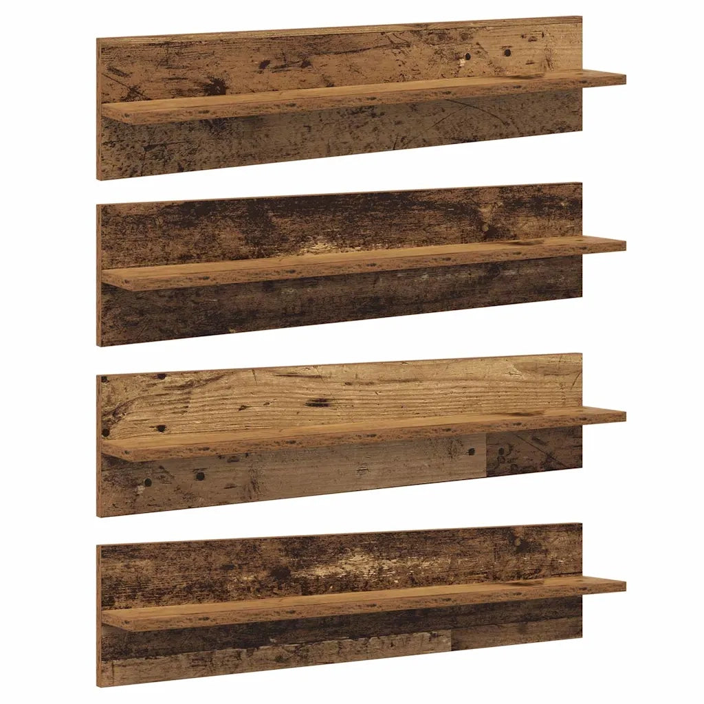 4 pz Scaffali da Parete | Mensola sospesa Legno vecchio 80 x 11,5 x 18 cm