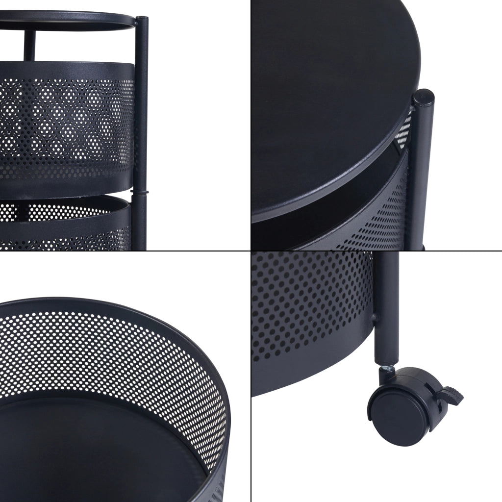 Carrello da Stoccaggio Steigen con 4 Cestelli Girevoli in Acciaio Nero [en.casa]