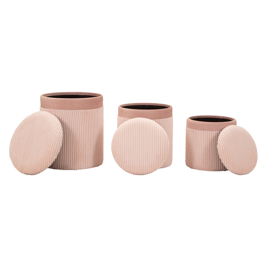 Ghanzi, Pouf Contenitore set da 3, 41x41x50h cm Rosa