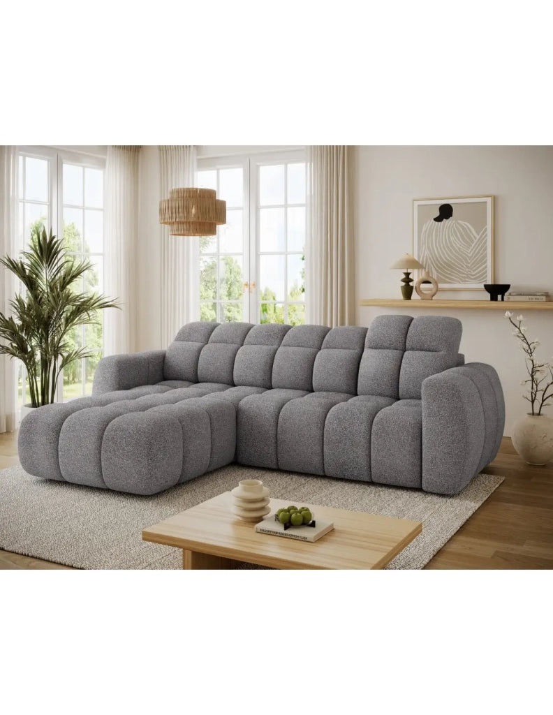 Divano angolare elettrico FANOTI 3 posti grigio melange – angolo sinistro – versione 2