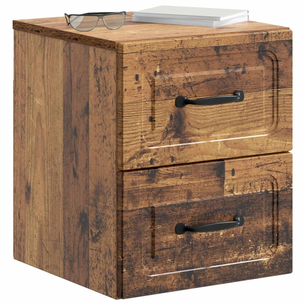 Mobiletto da notte a muro Legno antico 34,5 x 33 x 40 cm 899331