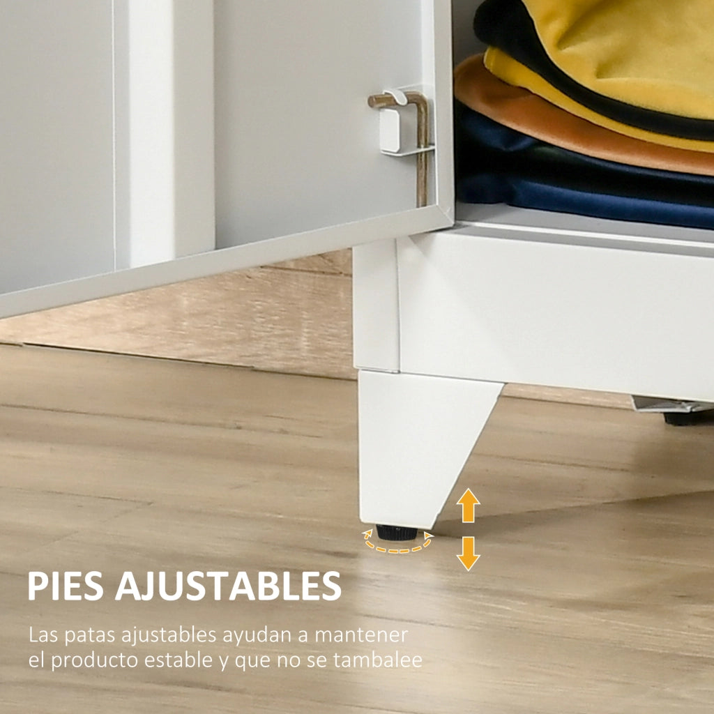 Armadio Metallo 2 Porte 2 Ripiani Regolabili ¨C zephmum ¨C 75x33x110cm Bianco