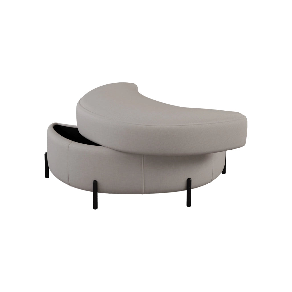 Pouf Poggiapiedi con Vassoio ¨C MINIMAL ¨C Tessuto Chenille, Beige