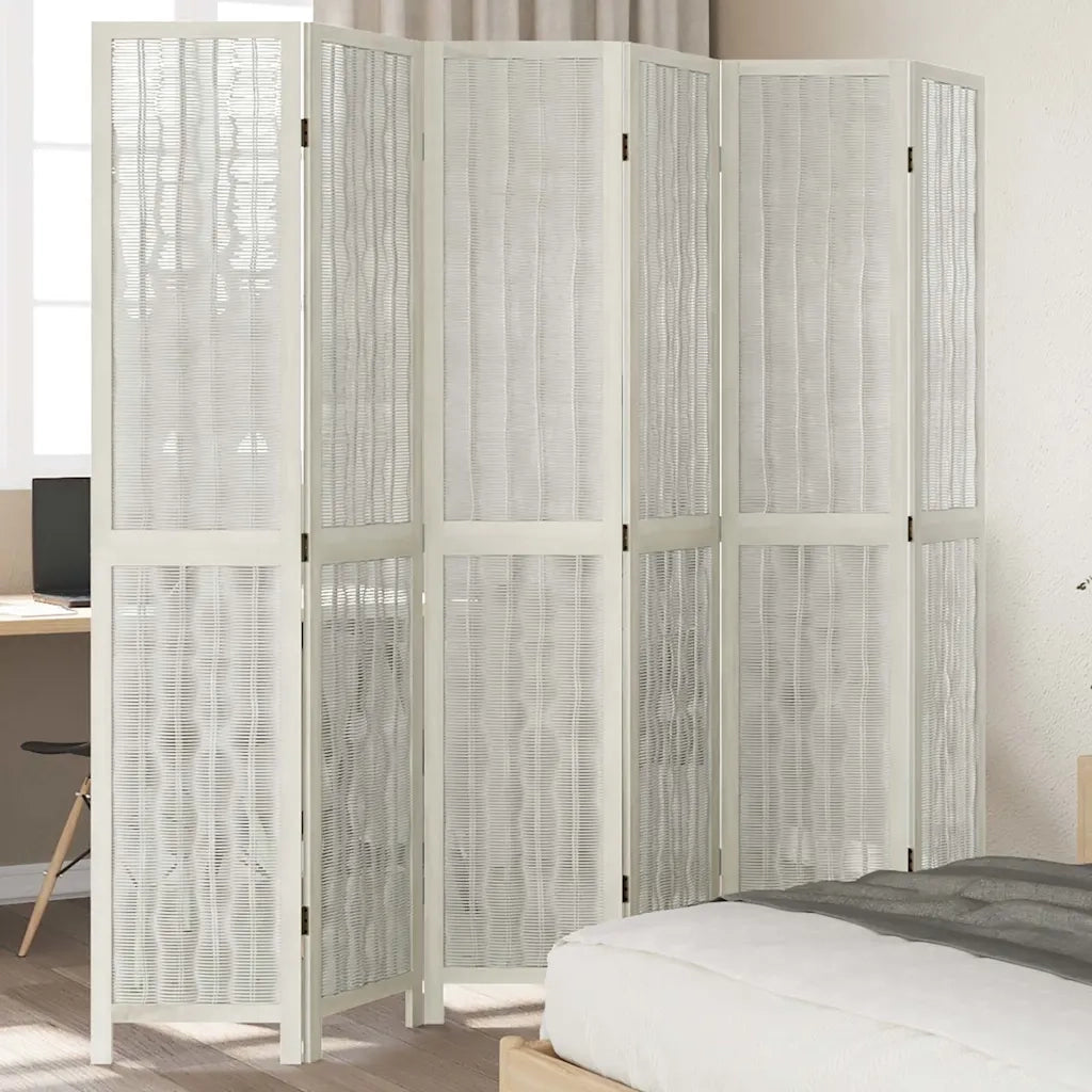 Divisorio Ambienti | Divider per stanze | Paravento 6Pannelli Bianco Legno Massello di Paulownia