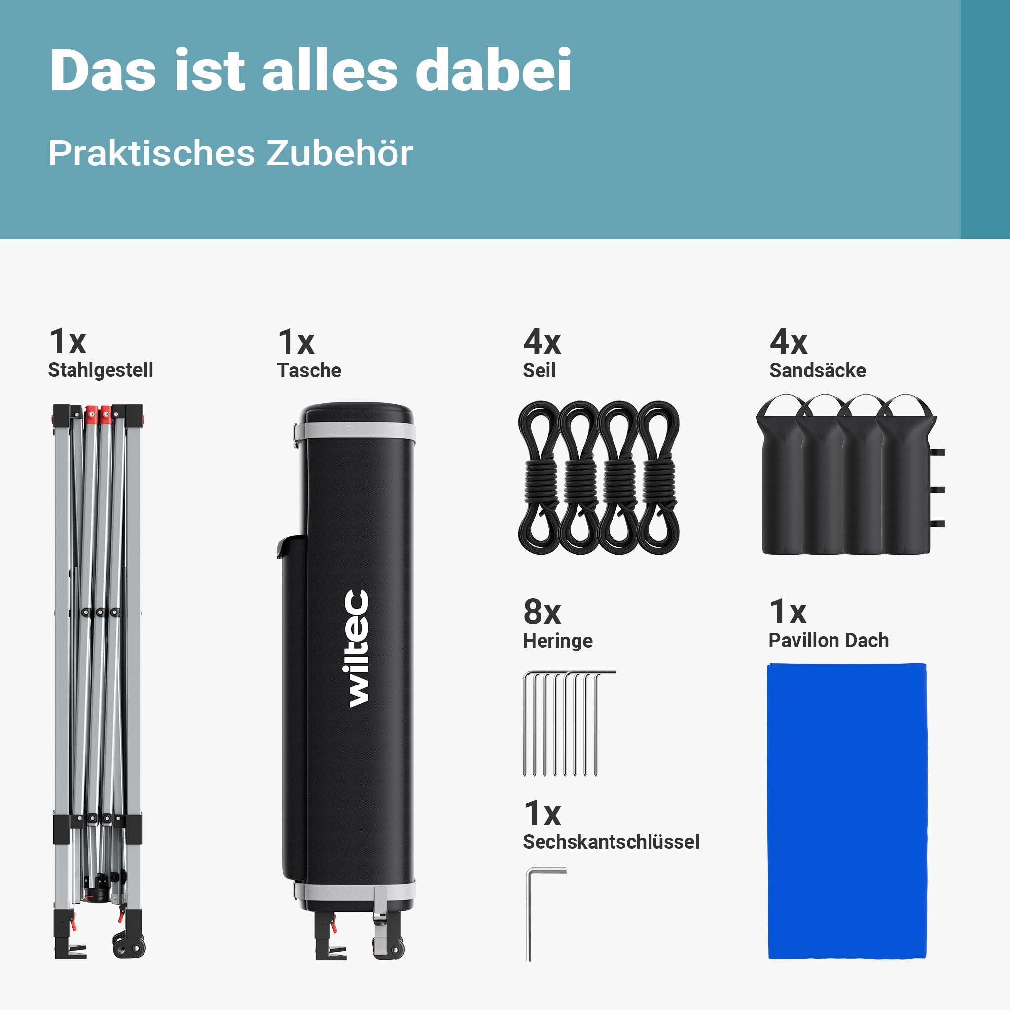 Gazebo pieghevole pop-up blu, 3 x 3 m con ruote Tenda per fiere eventi mercati