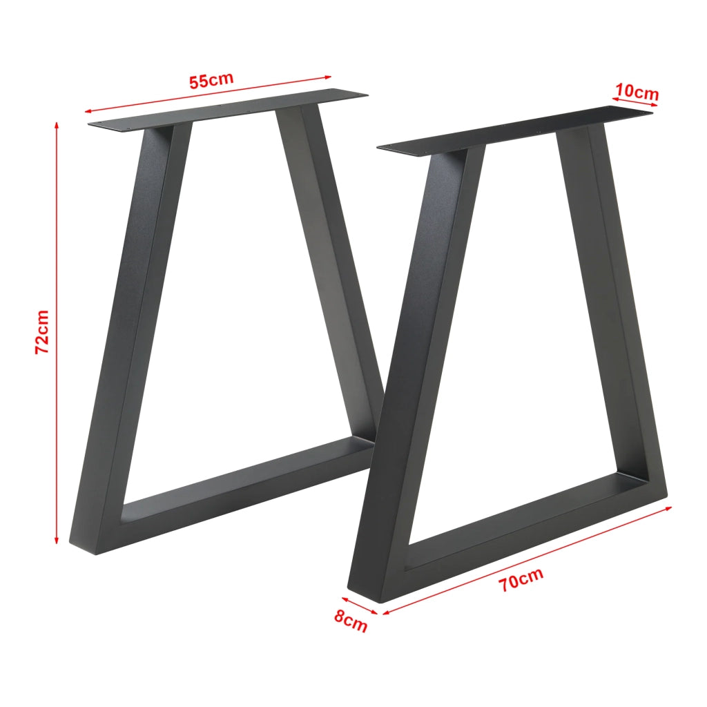 Set di 2 gambe per tavolo da arredamento moderno design originale acciaio 72 x 70 cm nero 03_0009674