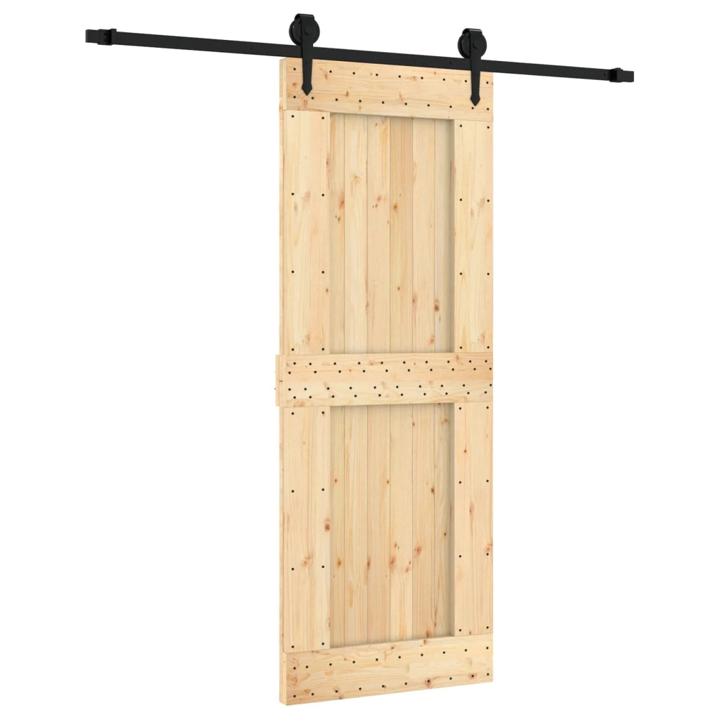 Porta scorrevole Naturale e Nero 80 x 210 cm 3445159