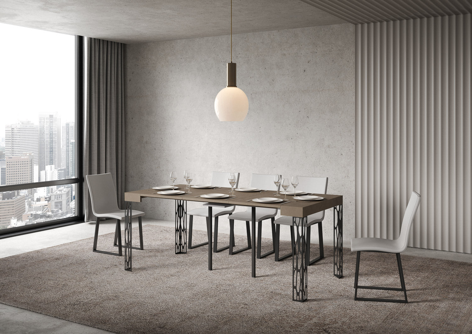 Consolle Allungabile 90-196x40x77 cm Ghibli Small Tortora Telaio Antracite