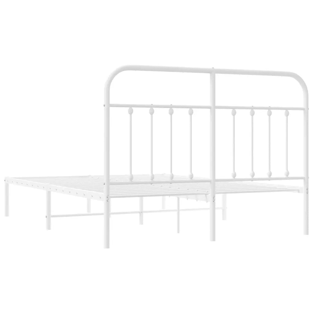 Giroletto con Testiera-Struttura Letto con testiera Metallo Bianco 140x190 cm 491863