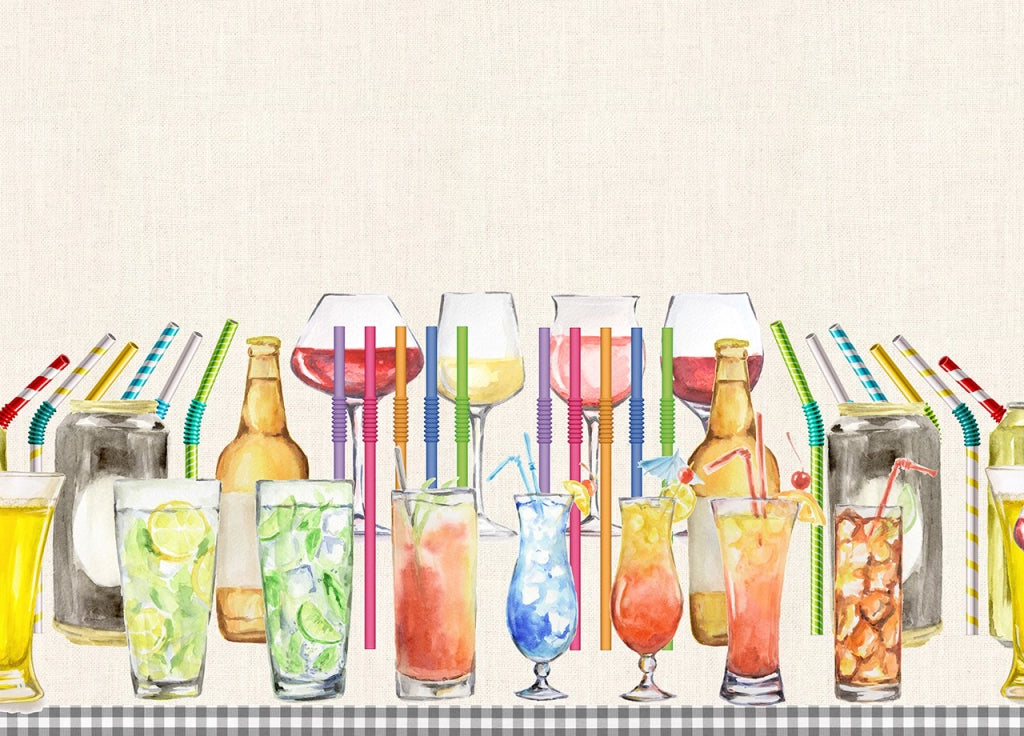 Tovaglia Copritavolo In 100% Cotone Stampa Digitale Dis. Drinks GI - 140x180 - Drinks