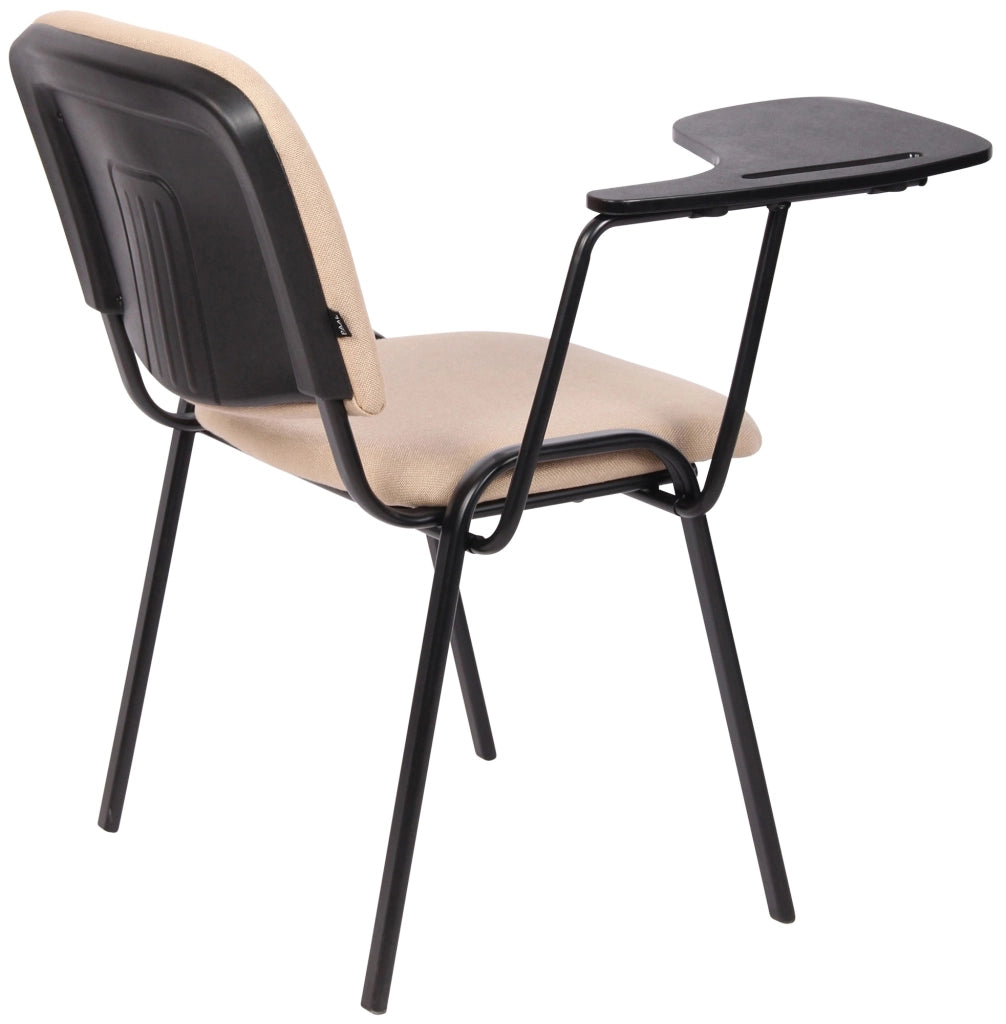 Sedia Ken in tessuto con tavolino ribaltabile crema