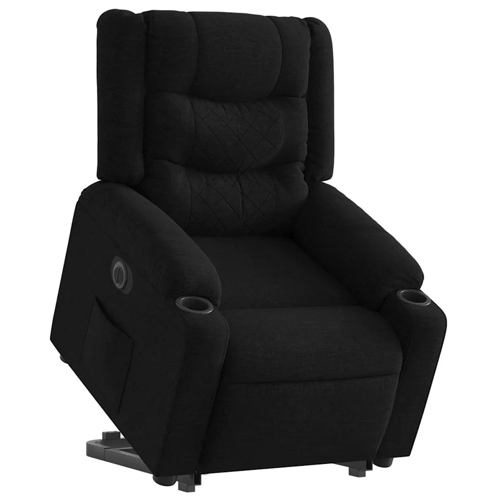 Poltrona Alzapersona Reclinabile Elettrica Nera in Tessuto 3206581