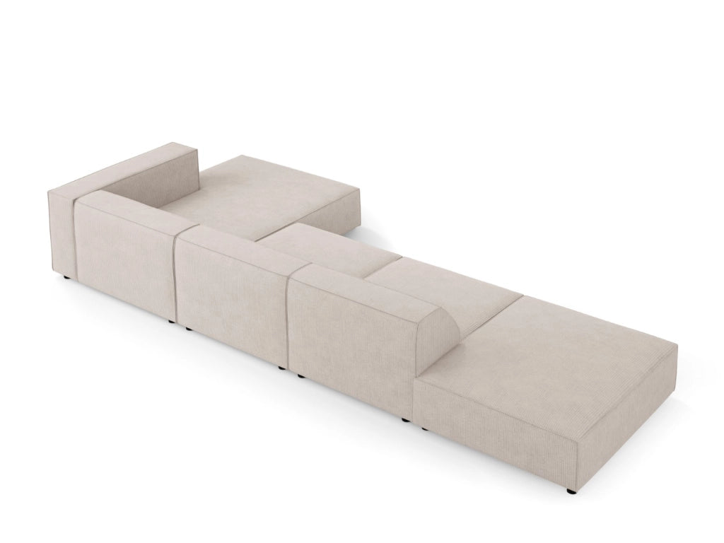 Cosmopolitan Design - Divano angolare destro "Arendal" 5 posti in ciniglia con effetto a coste beige scuro 