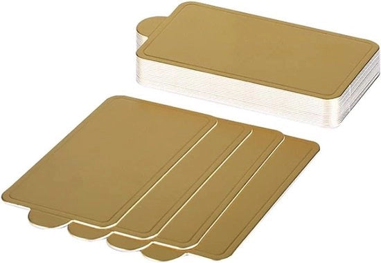 Mini Base per Torta Quadrata in Cartone d'oro - 100 pezzi - Resistente al Grasso - Resistente al Congelatore - Tavola per Dessert