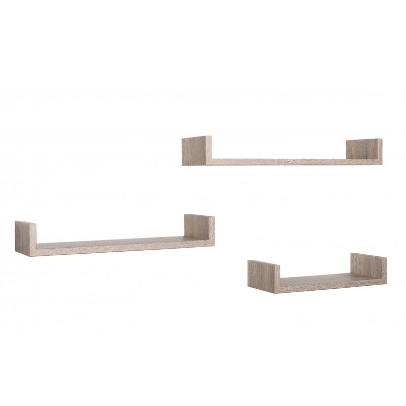 Set di 3 Mensole da Muro, Mensole Muro Design, Mensola da Parete, Rovere Sagerau, 60x8 p15,5 cm, 50x8 p15,5 cm e 40x8 p15,5 cm - Calamita
