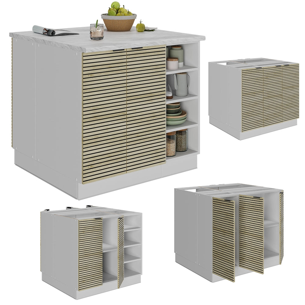 Isola cucina Fame-Line Pannello in quercia/Bianco 90 cm senza piano di lavoro Vicco