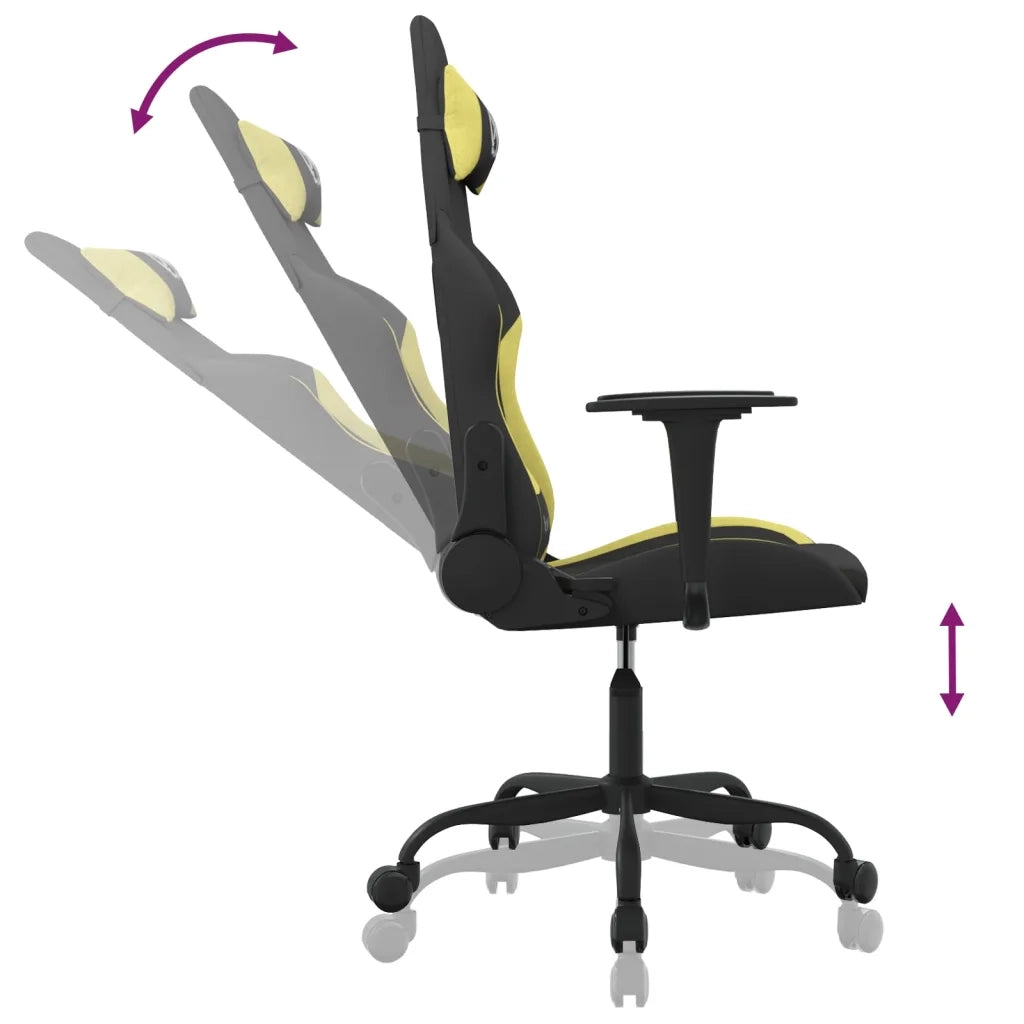 Sedia da Gaming | Sedia da e-sports Nero e Verde Chiaro in Tessuto