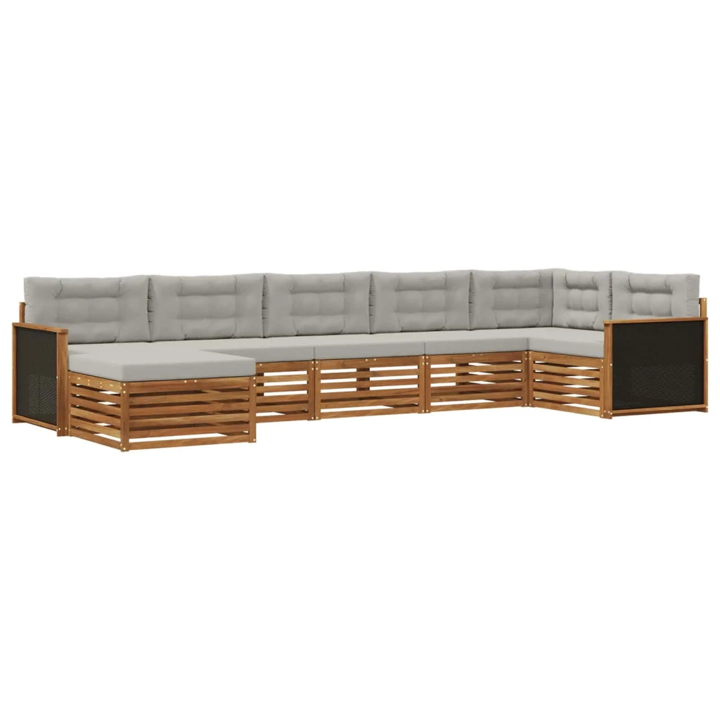 Set di divani da esterno 7 pz Naturale e Grigio Chiaro 3383614