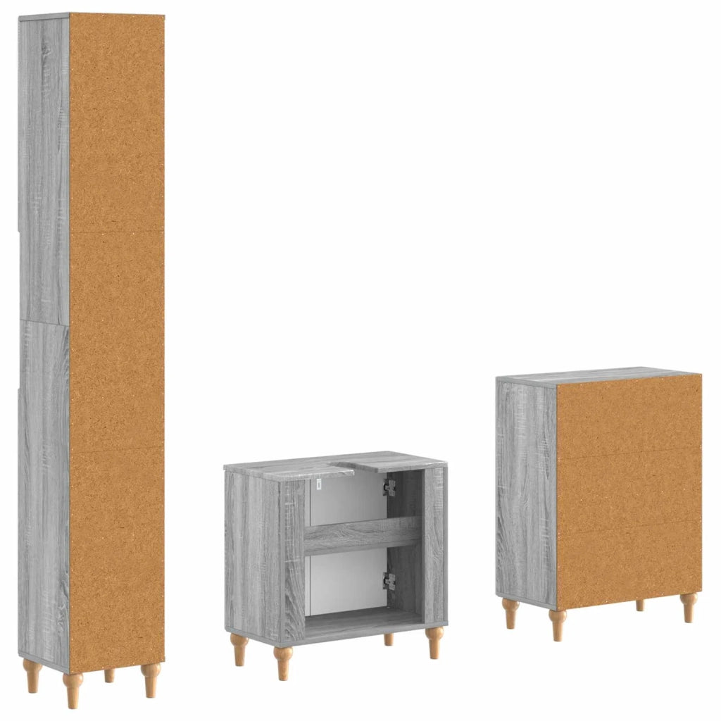 Set di armadietti da bagno in 3 pezzi ALKMAAR Sonoma grigio 3417429