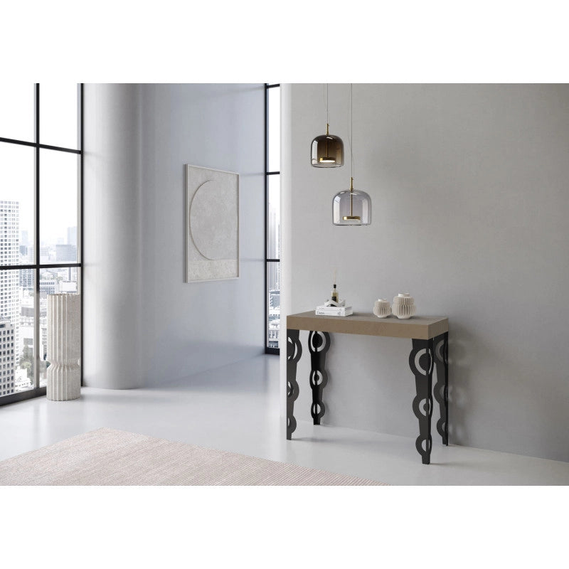 Consolle allungabile 90x40/300 cm Karamay telaio Antracite - Tortora