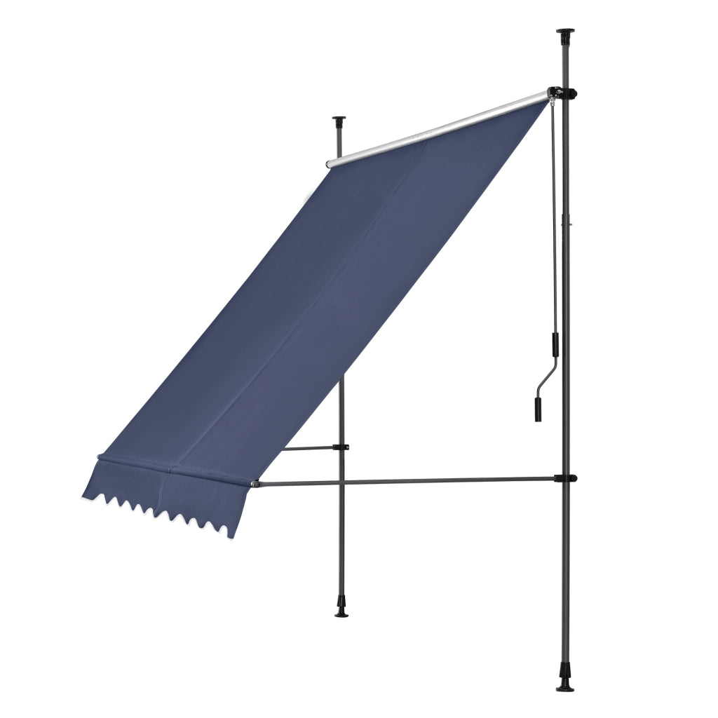 Tenda da Sole a Muro con Pali di Supporto Telescopici Parasole 400 x 120 cm (LxP) Blu Scuro pro.tec