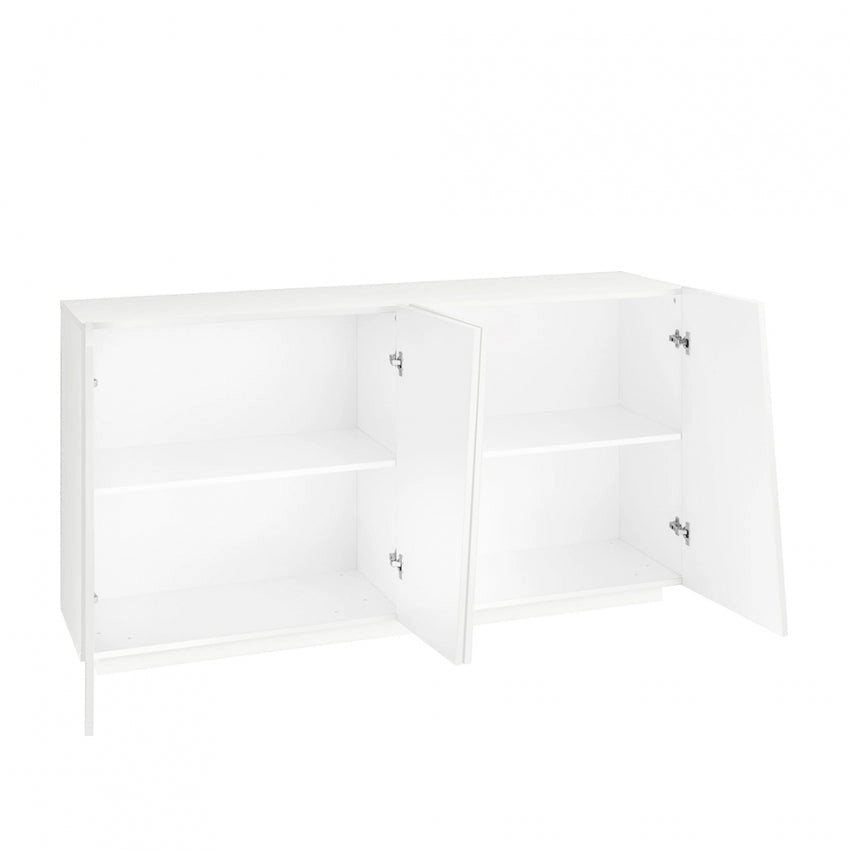 Credenza VEGA Moderna con 4 Ante 160 Battente, Colore Bianco Lucido