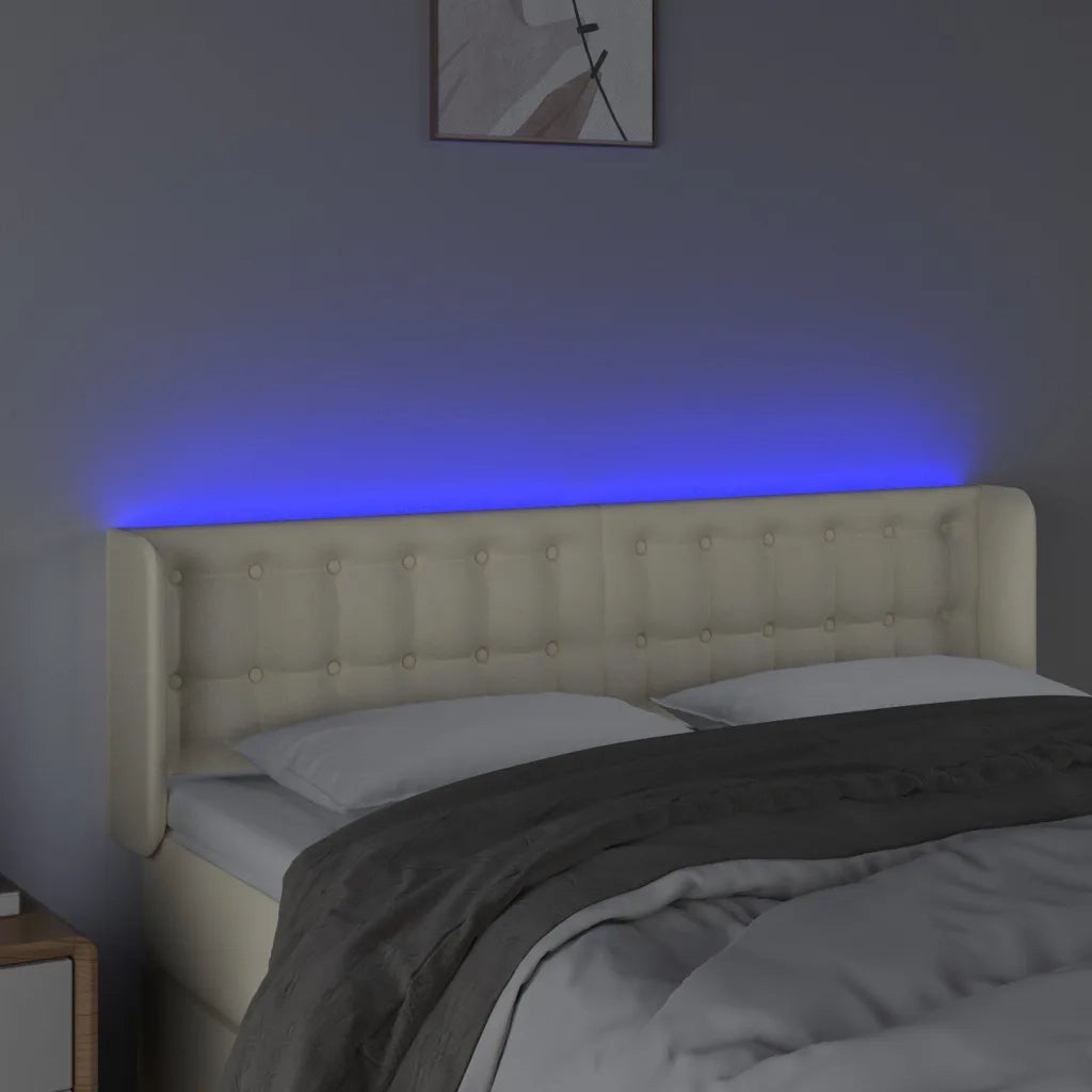 Testiera a LED Crema 147x16x78/88 cm in Similpelle 3123328