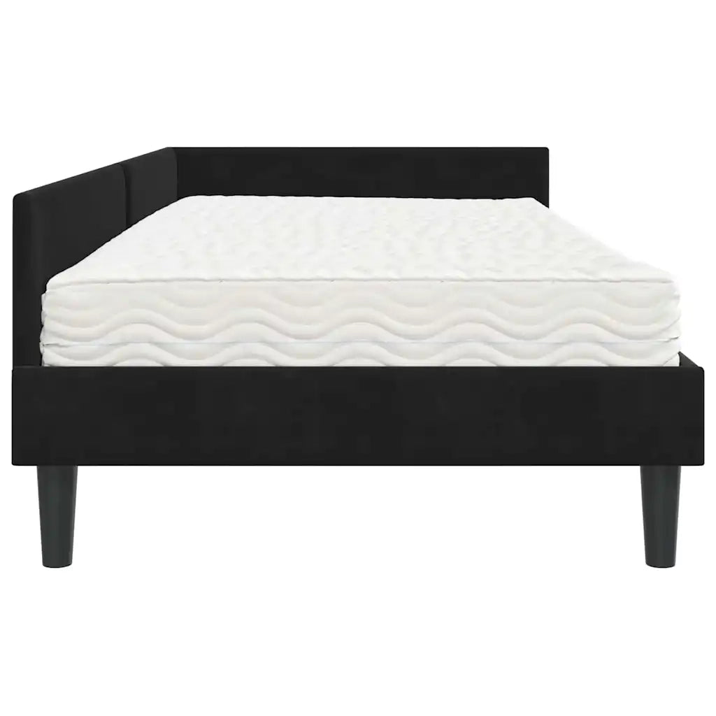 Struttura Letto Angolare con Materasso Altro 2 pz-Giroletto con materasso Nero Velluto 753599