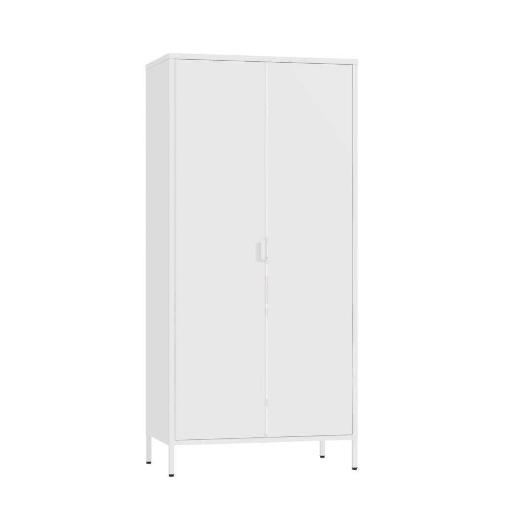 Armadio Guradaroba Esteli in Acciaio a 2 Ante con 2 Barre Appendiabiti e 4 Ripiani 170 x 80 x 45 cm - Bianco [en.casa]