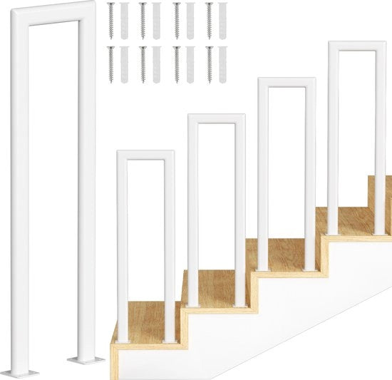 Balaustra balco 100 cm, tubo ellittico, schienale bianco, fermaglio balaustra per sicurezza