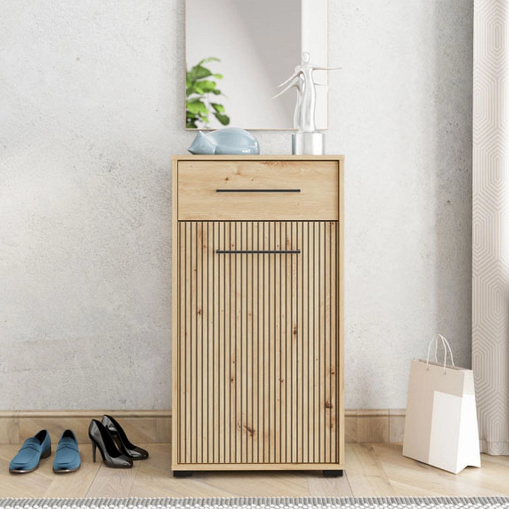 Pincara, Mobile da Ingresso un Cassetto, 54.5x40x101.5h cm Marrone Rovere Nodi