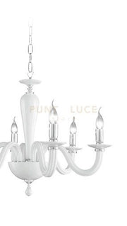 LAMPADARIO RAVEL 8 LUCI ATTACCO E14 BIANCO E CROMO D.82CM